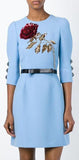 Rose Embellished Light Blue Dress - DESIGNER INSPIRED FASHIONS