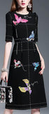 Embellished Bird Black Knee-Length Dress - DESIGNER INSPIRED FASHIONS