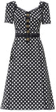 Black & White Polka Dot Print Dress - DESIGNER INSPIRED FASHIONS