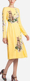 Printed Cady Dress, Yellow