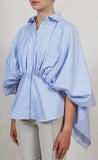 Gathered Waist Drape Shirt - DESIGNER INSPIRED FASHIONS