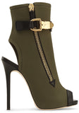 'Roxie' Leather Trimmed Canvas Bootie - DESIGNER INSPIRED FASHIONS