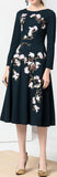 Floral Embroidered A-Line Midi Dress