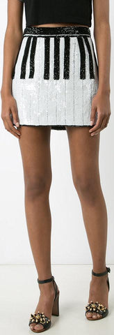 Beaded & Sequin-Embellished Short Piano Skirt - DESIGNER INSPIRED FASHIONS