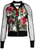 Floral Embroidered Black Sheer Jacket