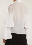 Bell-Sleeved Tie-Neck Blouse