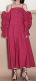 Ruffle-Sleeve Off-the-Shoulder Shirt Dress - DESIGNER INSPIRED FASHIONS