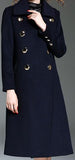 Double-Breasted Mirror-Button Wool Coat