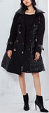 Black Flared Double-Breasted Puffer Coat