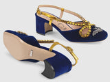 Velvet Pump with Bat and Crystals