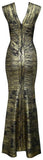 'Leslie' Woodgrain Foil Print Gown - (Various colors to choose from) - DESIGNER INSPIRED FASHIONS