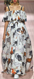 Animal-Printed Poplin Off-Shoulder Dress