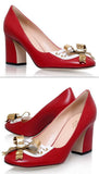 'Finnlay' Blocked Heel Pump-Red - DESIGNER INSPIRED FASHIONS