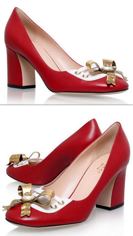 'Finnlay' Blocked Heel Pump-Red - DESIGNER INSPIRED FASHIONS