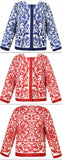 'Majolica' Tile Printed Jacket - Blue or Red - DESIGNER INSPIRED FASHIONS