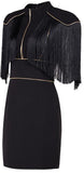 Fringed-Shoulder Mini Dress - Black, Red or White - DESIGNER INSPIRED FASHIONS