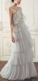 Tiered Embellished Mesh Gown
