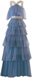Tiered Embellished Mesh Gown