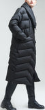 Side-Zip Long Puffer Coat, Black