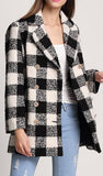 Black & White Check Cashmere & Wool Blend Coat