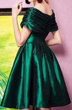 Off-the-Shoulder Emerald Green Satin Dress - DESIGNER INSPIRED FASHIONS
