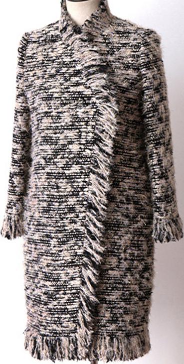 Fringed Tweed Coat