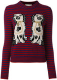 Dog & Stripe Intarsia Knit Sweater