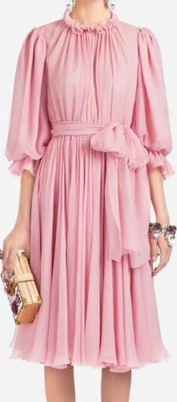 Pleat Chiffon Midi Dress