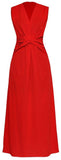 Belt-Attached Long Dress - Red or Black