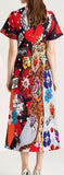 Embellished Short-Sleeve Printed Dress