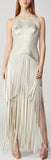 Foil Motif Eyelet Fringe Gown