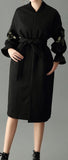 Floral-Embroidered Wrap Coat