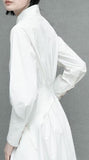Fitted-Waist Midi Shirt-Dress, White