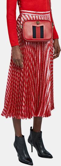 Stripe Pleated Metallic Skirt