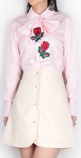 Embroidered Bow-Tie Blouse & Embellished Skirt Set - DESIGNER INSPIRED FASHIONS