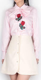 Embroidered Bow-Tie Blouse & Embellished Skirt Set - DESIGNER INSPIRED FASHIONS