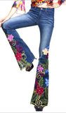 'Flower Child' Embellished Flared Jeans - DESIGNER INSPIRED FASHIONS