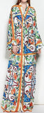 Majolica Print Multicolored Robe-Dress