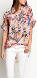 Asymmetrical Silk Floral-Print Blouse