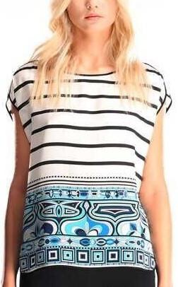 Stripe & Mixed Print Jersey Silk Top - DESIGNER INSPIRED FASHIONS
