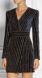 Bead Embellished Velvet Mini Dress - DESIGNER INSPIRED FASHIONS