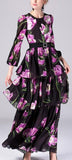 Black Floral Printed Gown - DESIGNER INSPIRED FASHIONS