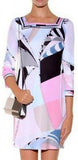 Printed Color-Block Square-Neck Jersey Silk Mini Dress - DESIGNER INSPIRED FASHIONS