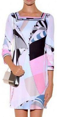 Printed Color-Block Square-Neck Jersey Silk Mini Dress - DESIGNER INSPIRED FASHIONS