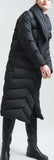 Side-Zip Long Puffer Coat, Black