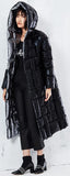Metallic Silver & Black Reversible Puffer Coat