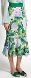 Hydrangea-Print Ruffled-Hem Cady Skirt - DESIGNER INSPIRED FASHIONS