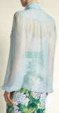 Chiffon Tie-Neck Blouse & Hydrangea Print Skirt Set