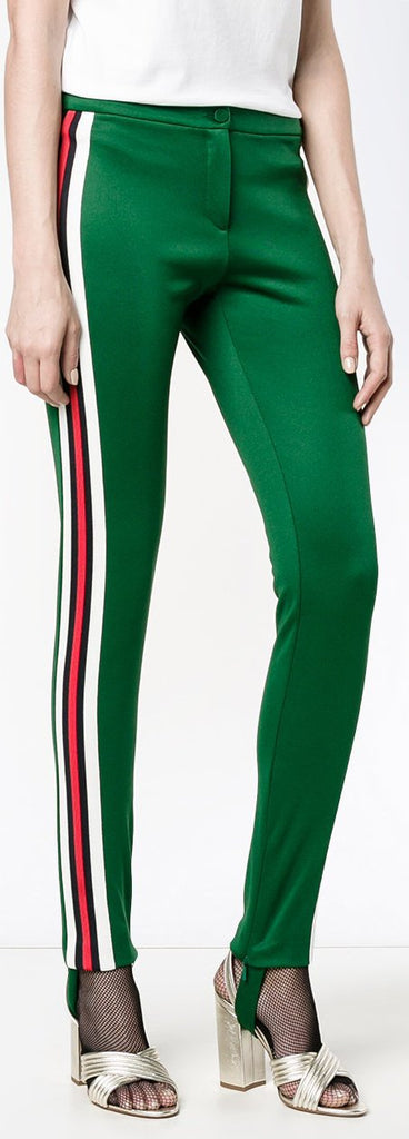 Striped Tech-Jersey Leggings, Green