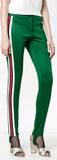 Striped Tech-Jersey Leggings, Green